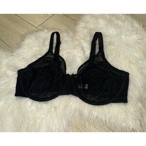 HSIA Lace Minimizer Bra Unlined Unpadded Sheer Underwire Womens 38D Black